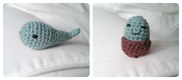 Tiny whale and acorn amigurumi - pattern by June Gilbank