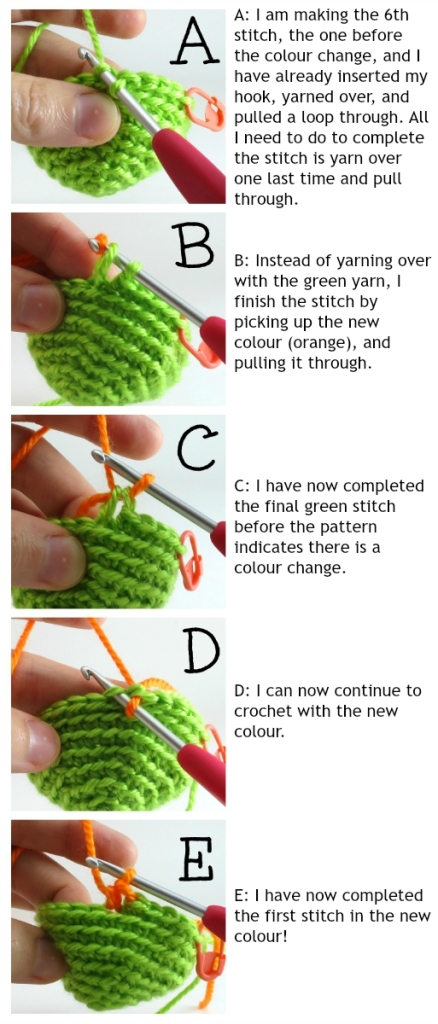 Colour change in amigurumi photo tutorial by @hookabee