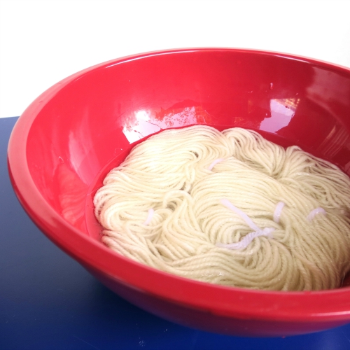 hand dyed yarn using Wilton icing colours and the sun