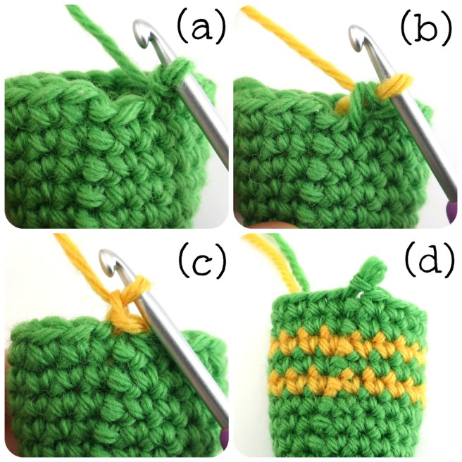 Stripes with joined rounds in amigurumi by @hookabee